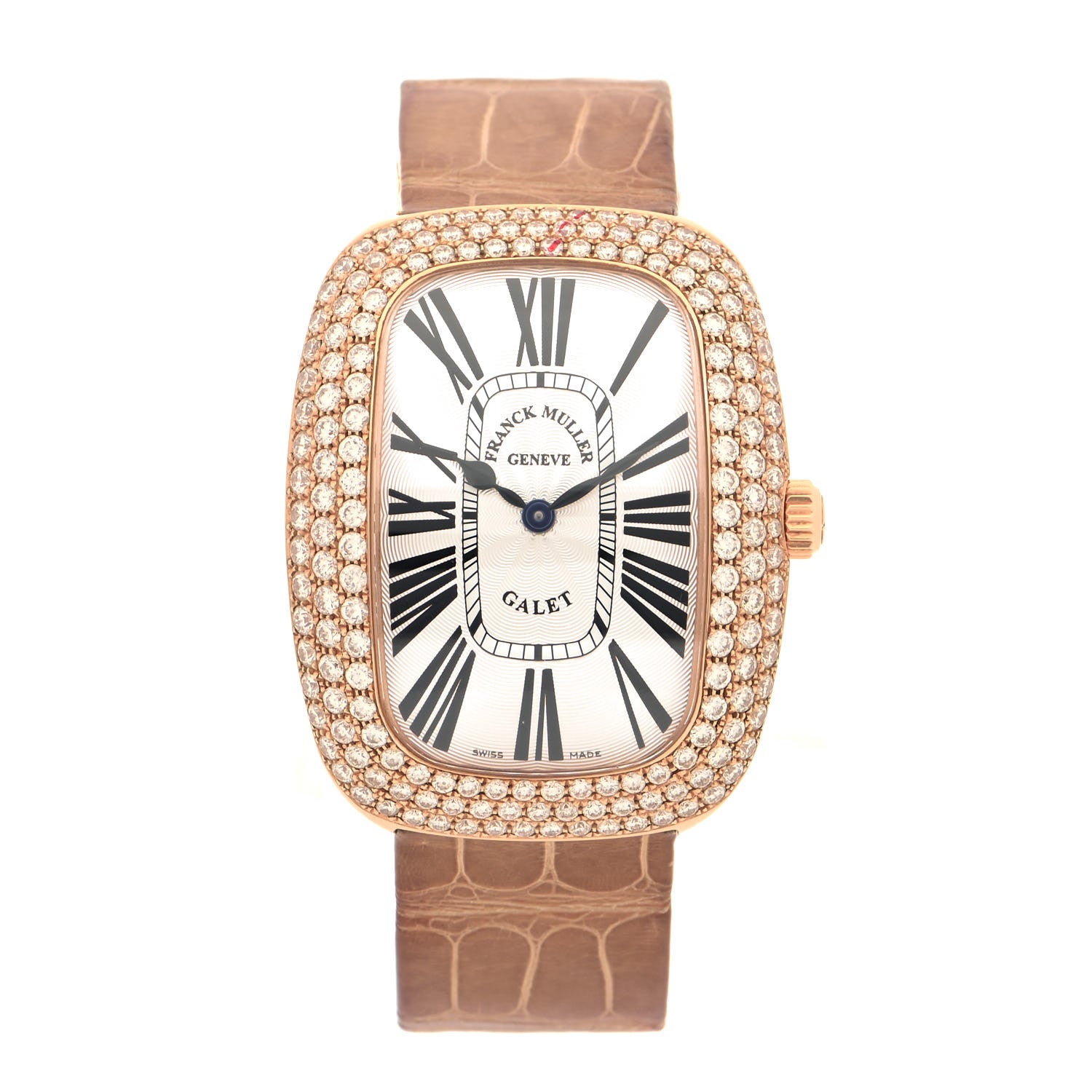 Franck Muller 18K Rose Gold Alligator Diamond Pave Bezel 34mm Quartz Watch 3002MQZRD35N 1 of 5