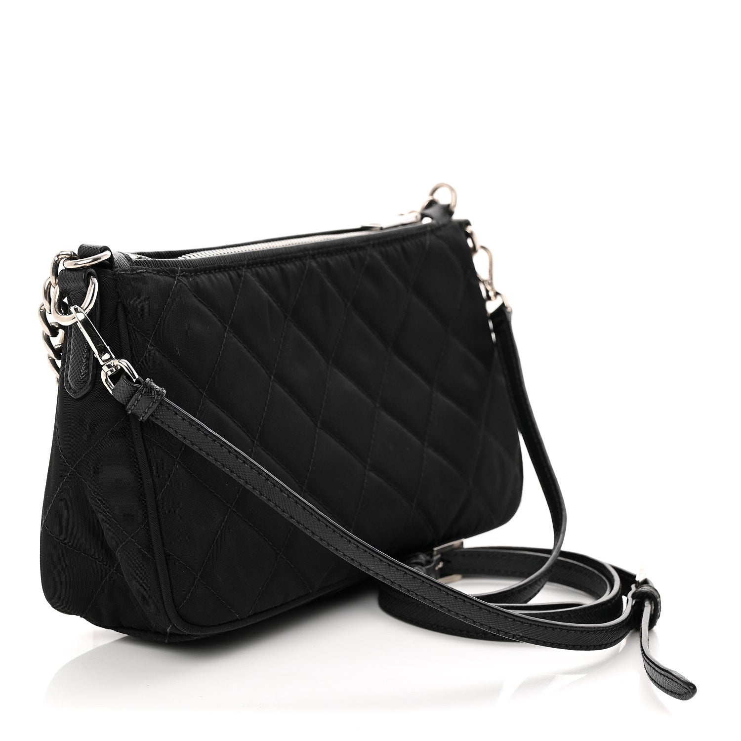 Prada Nylon Tessuto Impuntu Quilted Crossbody Bag Black 3 of 10