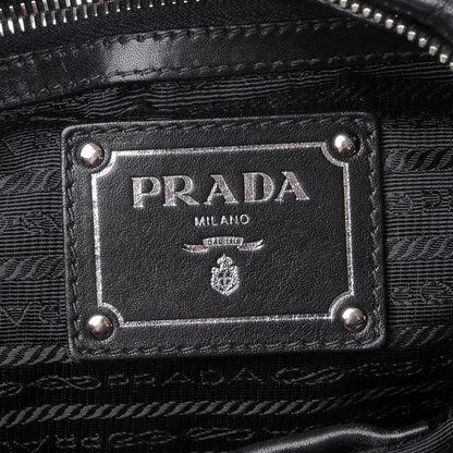 Prada Soft Calf Pleated Hobo Black 6 of 10
