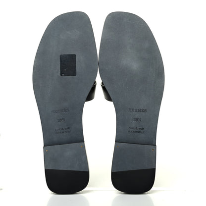 Hermes Box Calfskin Oran Sandals 38.5 Black 4 of 4