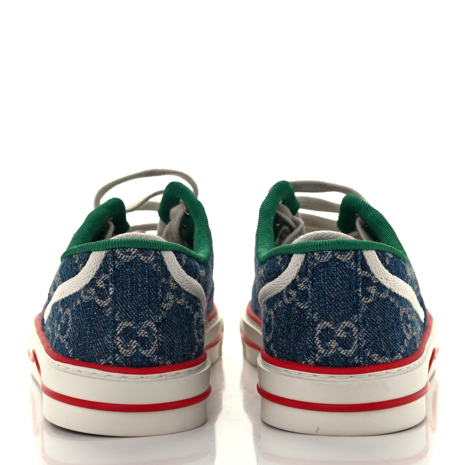 Gucci New Denim GG Monogram Web Womens 1977 Tennis Sneakers 38 Blue Tea Mystic White 6 of 9