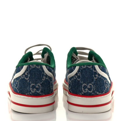 Gucci New Denim GG Monogram Web Womens 1977 Tennis Sneakers 38 Blue Tea Mystic White 6 of 9