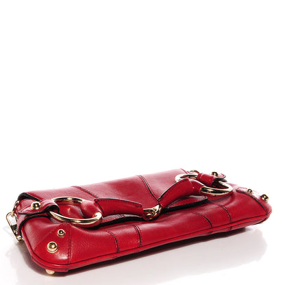 Gucci Calfskin Small Horsebit Chain Clutch Red 4 of 7