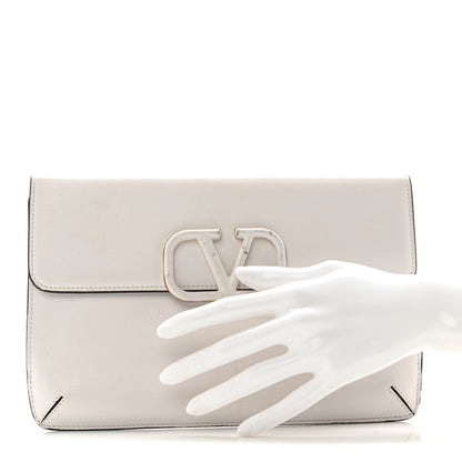 Valentino Garavani Calfskin Vlogo Envelope Clutch White 2 of 11