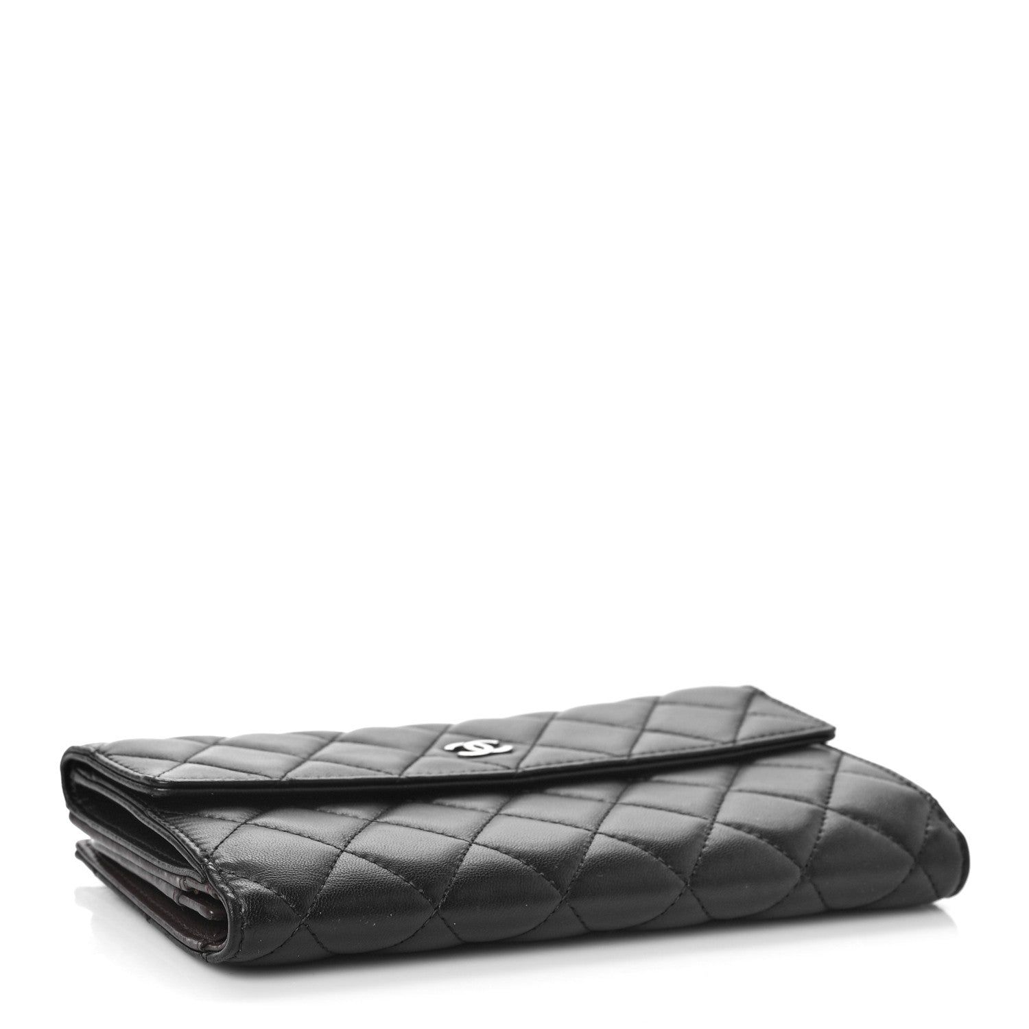 Chanel Lambskin Quilted Long Flap Wallet Black 4 of 11