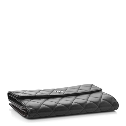 Chanel Lambskin Quilted Long Flap Wallet Black 4 of 11