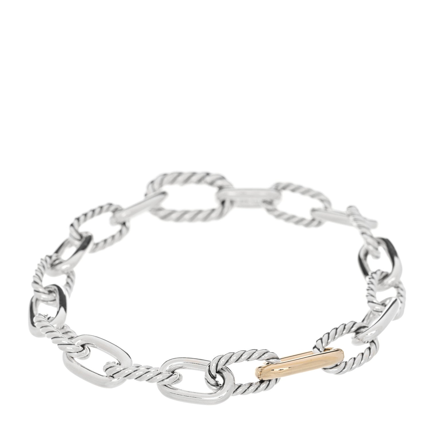 David Yurman Sterling Silver 18K Yellow Gold 8.5mm Madison Chain Bracelet 1 of 3