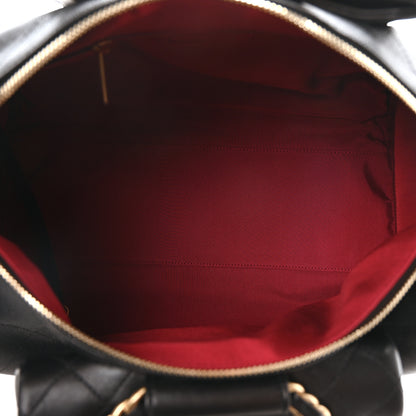 Chanel Grained Calfskin Lambskin Quilted Large Bowling Bag Black 5 of 10