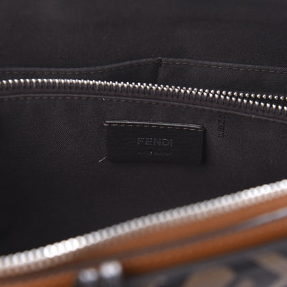Fendi Vitello Dolce Bi-Color FF 1974 Embossed Medium By The Way Boston Bag Brandy Maya Black 8 of 9