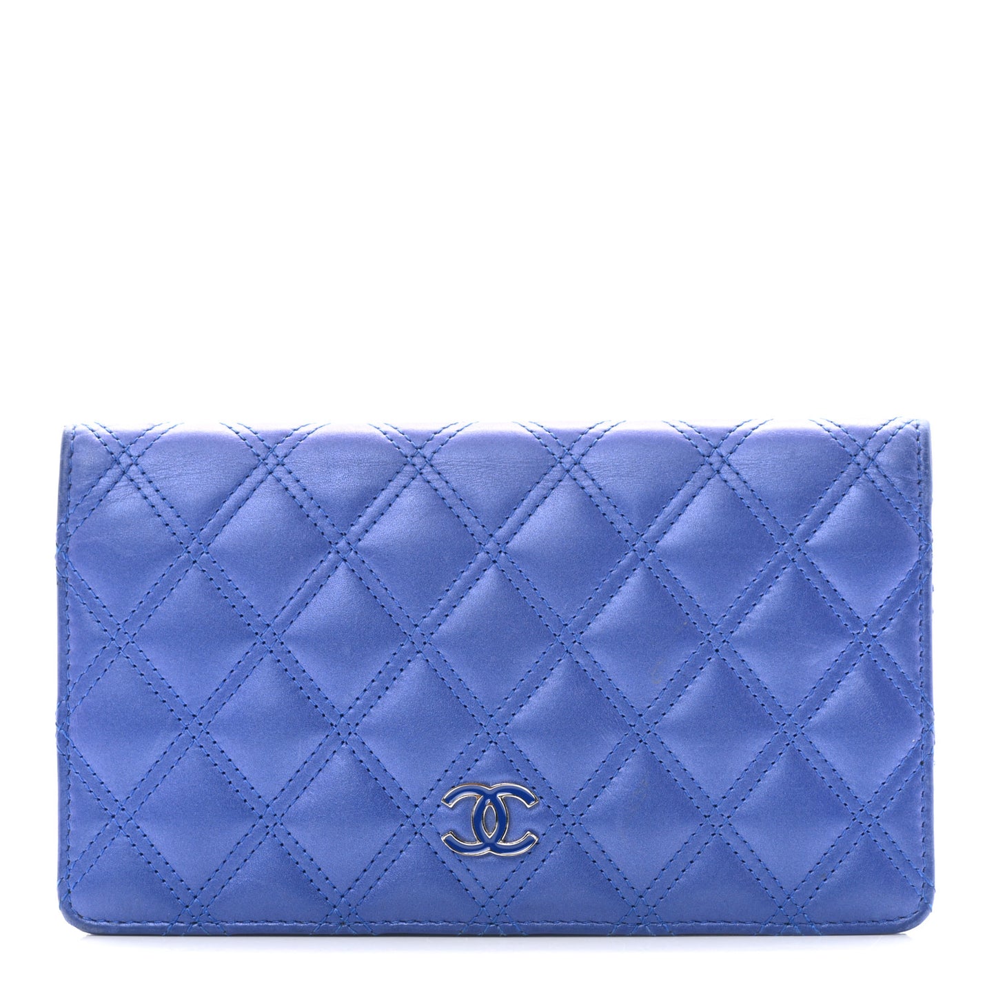 Lambskin Quilted Yen Wallet Dark Blue