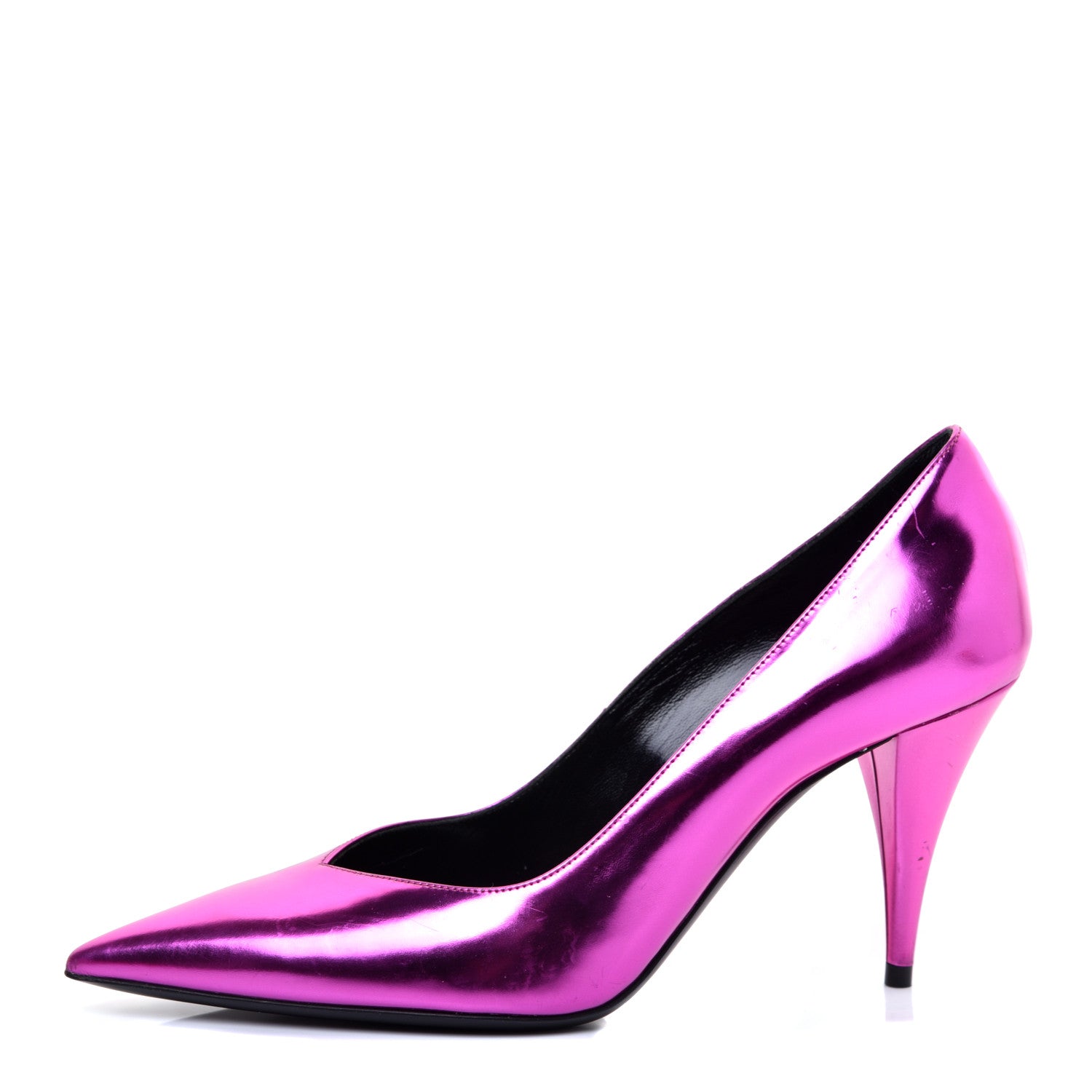 Saint Laurent Metallic Calfskin Kiki 85 Pumps 37.5 Fuchsia 1 of 8