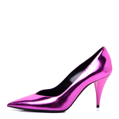 Saint Laurent Metallic Calfskin Kiki 85 Pumps 37.5 Fuchsia 1 of 8
