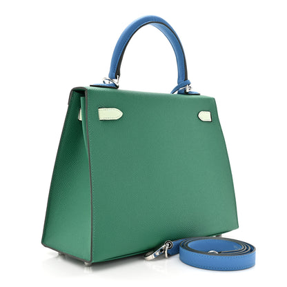 Hermes Epsom Kelly Sellier 25 Vert Vertigo Vert Fizz Bleu France 3 of 11
