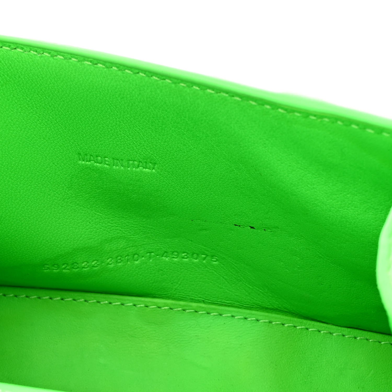 Balenciaga Shiny Calfskin Crocodile Embossed Hourglass Top Handle Bag XS Fluo Green 7 of 12