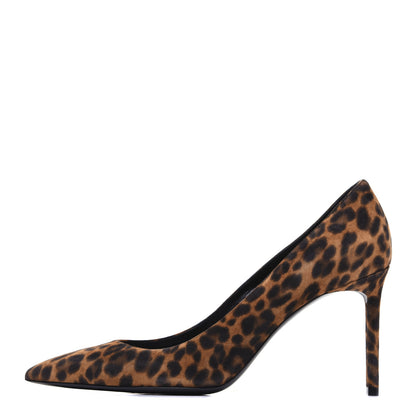 Saint Laurent Suede Leopard Printed Anja Pumps 40 Natural Coffee 1 of 13