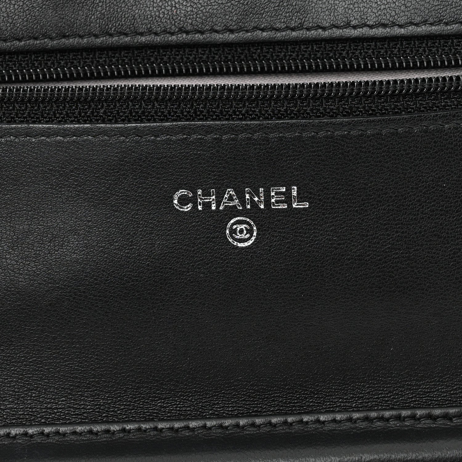 Chanel Lambskin Camellia Embossed Wallet on Chain WOC Black 5 of 10