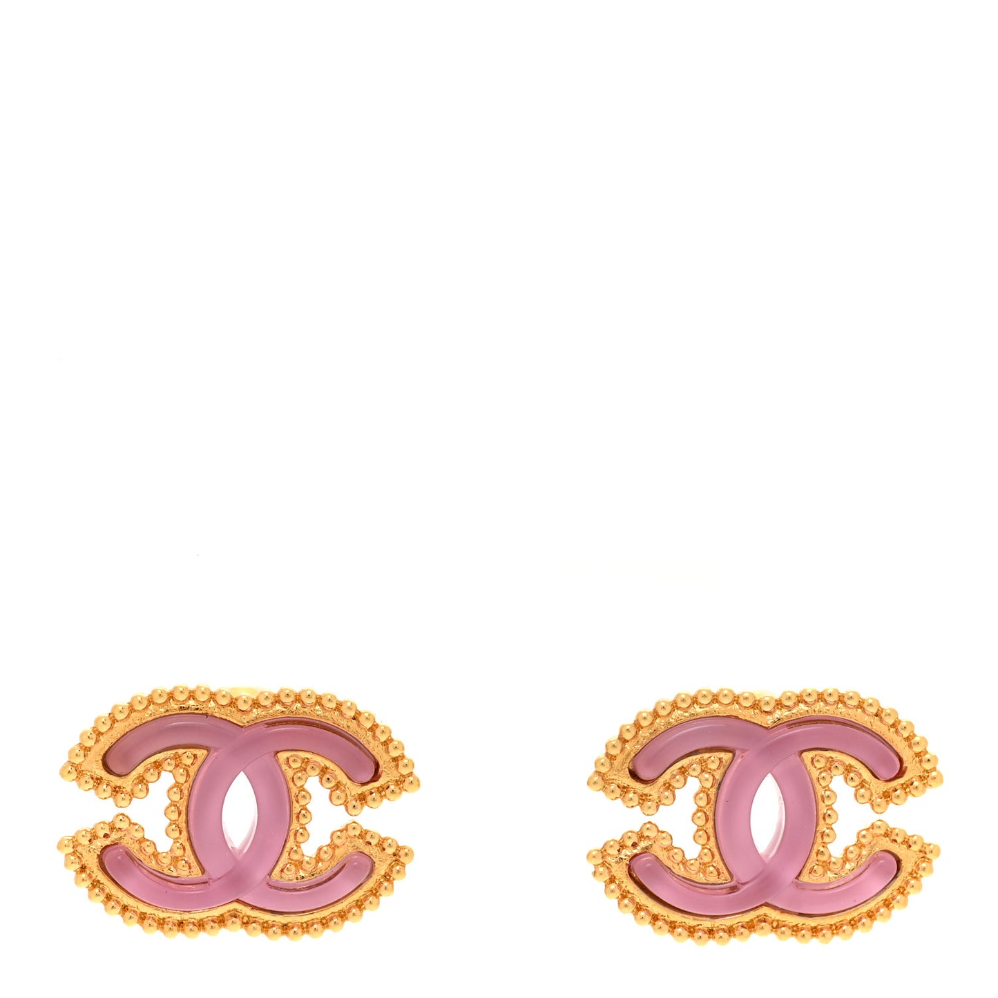 Metal Resin Rope CC Earrings Gold Pink