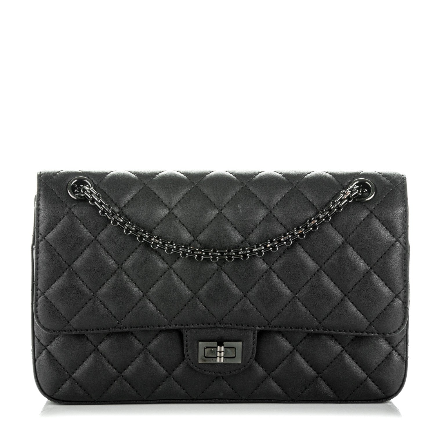 Chanel Crumpled Calfskin Quilted 2.55 Reissue 226 Double Flap So Black 1 of 8
