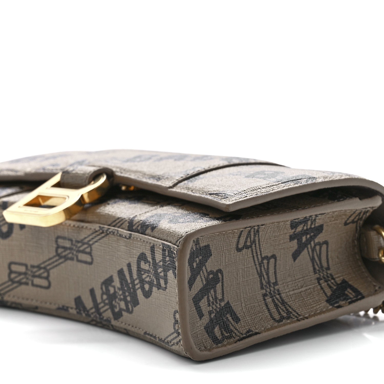 Balenciaga Coated Canvas BB Monogram Allover Logo Hourglass Chain Bag Beige Brown Black 10 of 10
