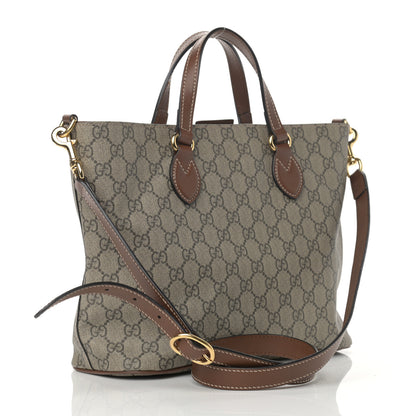 Gucci Soft GG Supreme Monogram Small Crossbody Tote Beige Cuir 3 of 13