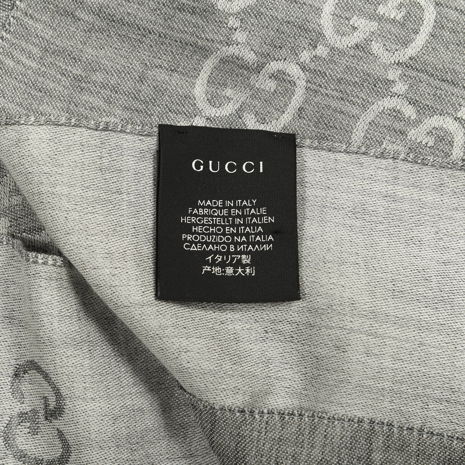 Gucci Wool Silk GG Monogram GGNat Scarf Lead 4 of 4