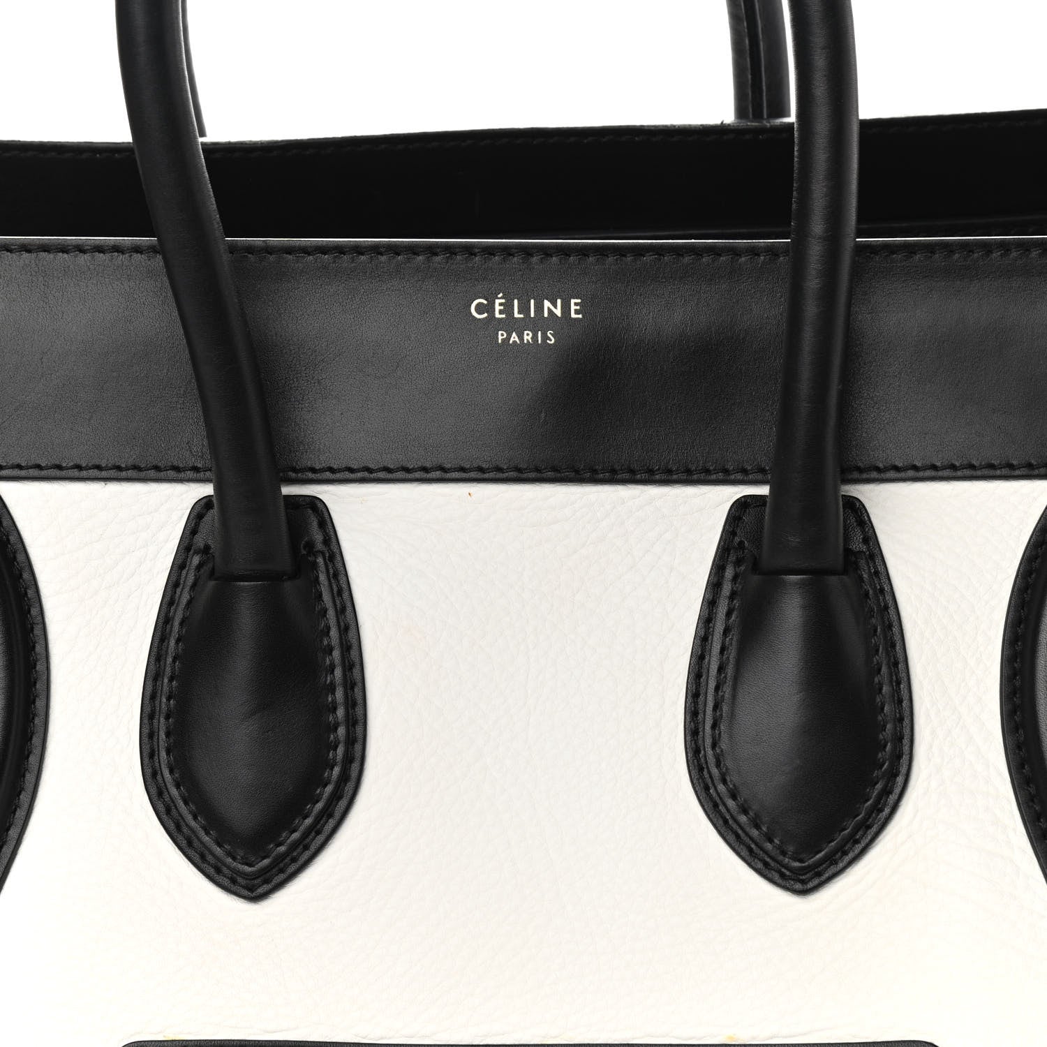 Celine Bullhide Calfskin Mini Bi-Color Luggage Black White 8 of 12