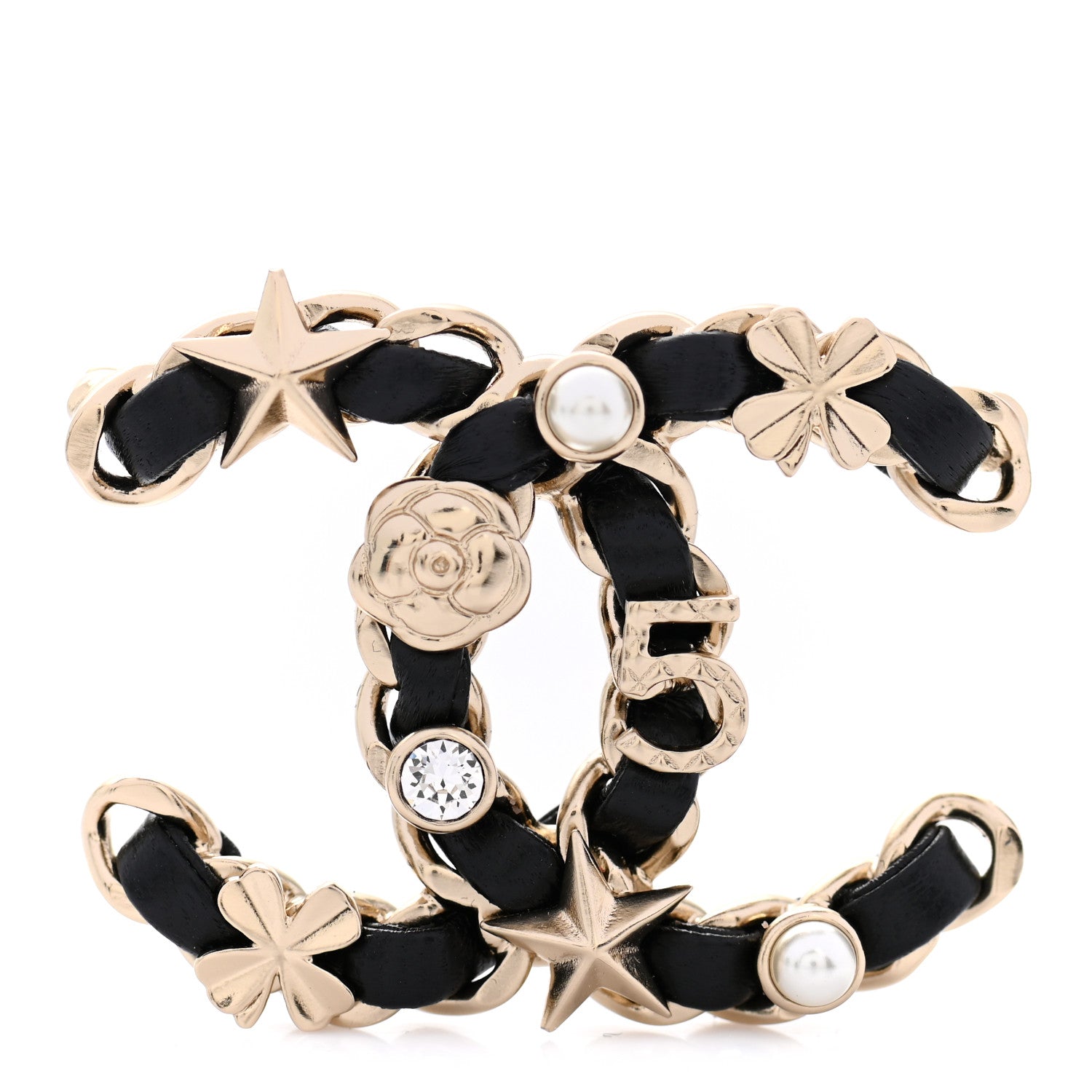 Chanel Lambskin Pearl Strass Sergeant Chanel Brooch Gold 1 of 4