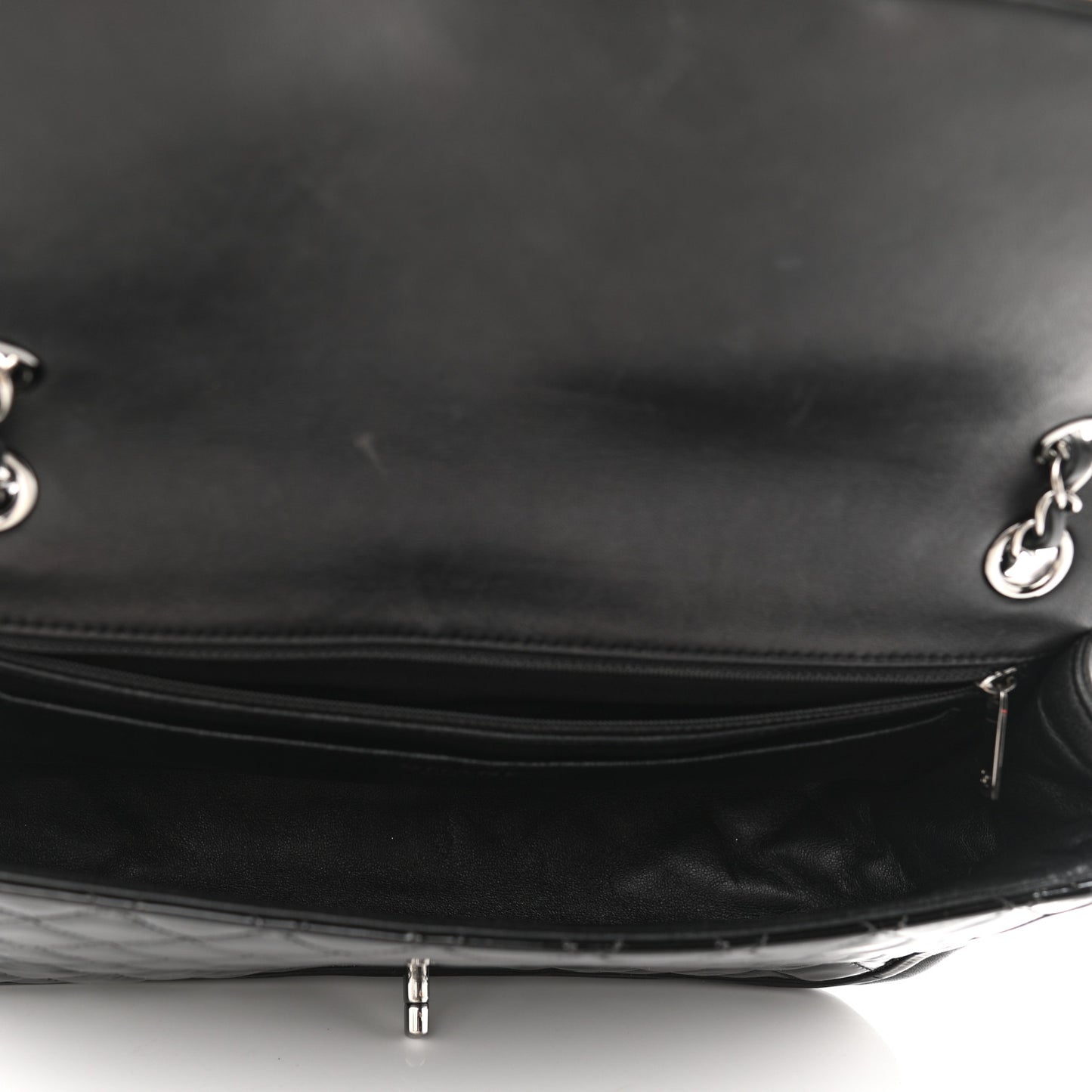 Patent Quilted Jumbo Classic Twist Flap Bag Black