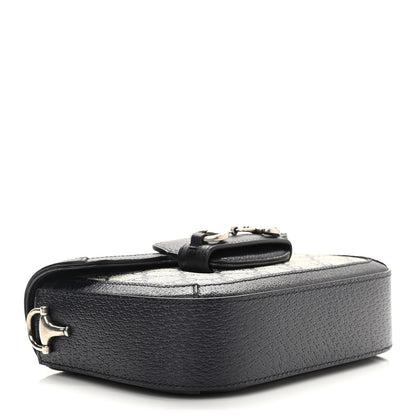 Gucci GG Supreme Monogram Textured Dollar Calfskin Web Mini Horsebit 1955 Shoulder Bag Beige Blue 3 of 9