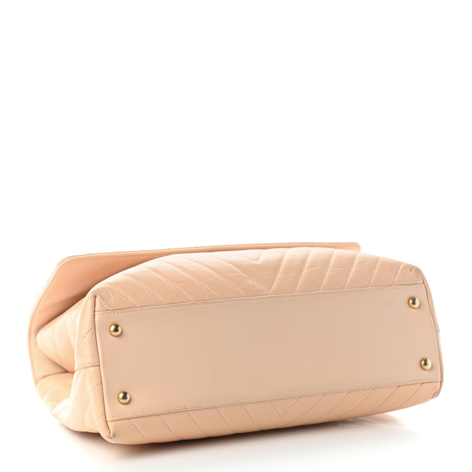 Chanel Calfskin Chevron Quilted Medium Coco Handle Flap Beige 4 of 13