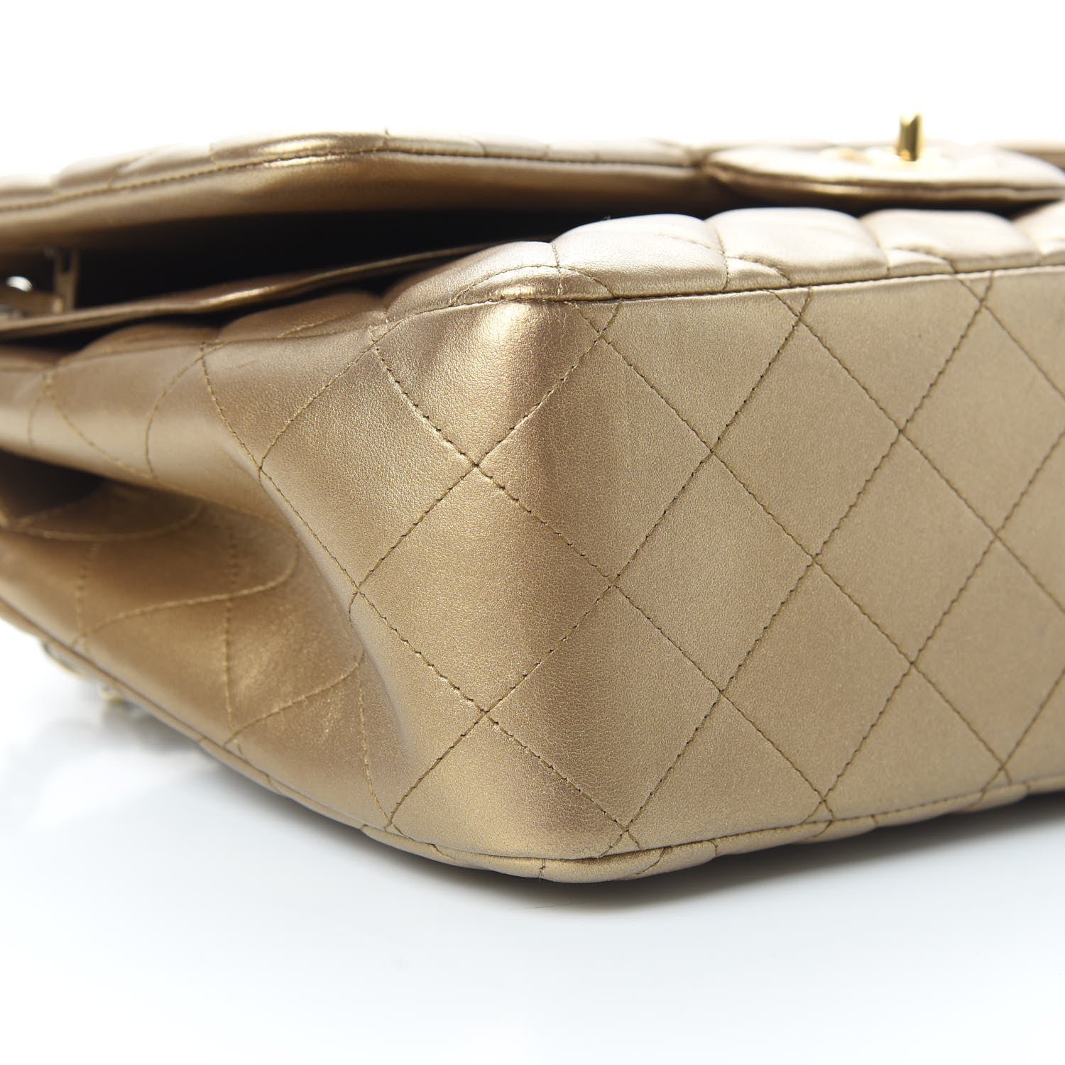 Chanel Metallic Lambskin Quilted Jumbo Double Flap Gold 10 of 17