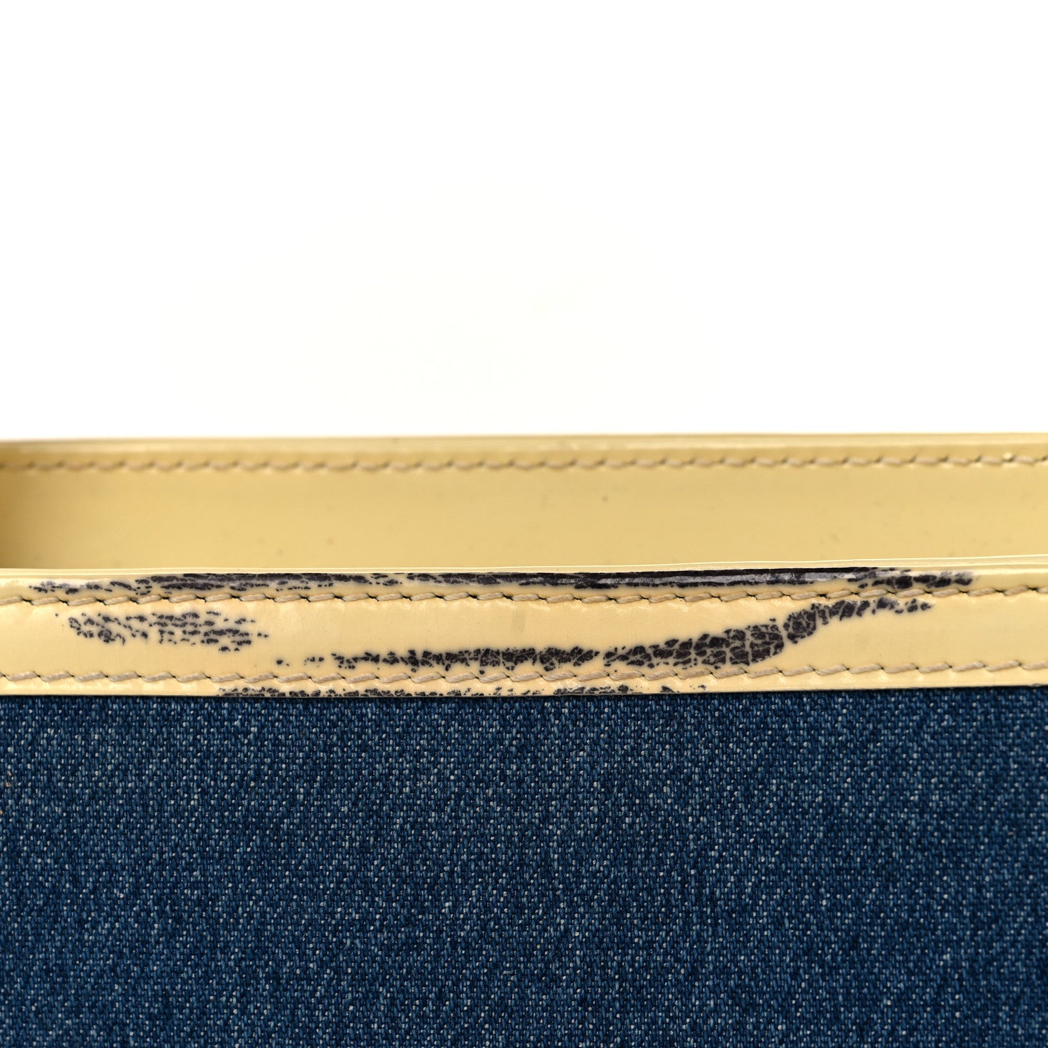 Christian Dior Denim Patent Diorella Rectangular Bag Blue 10 of 17