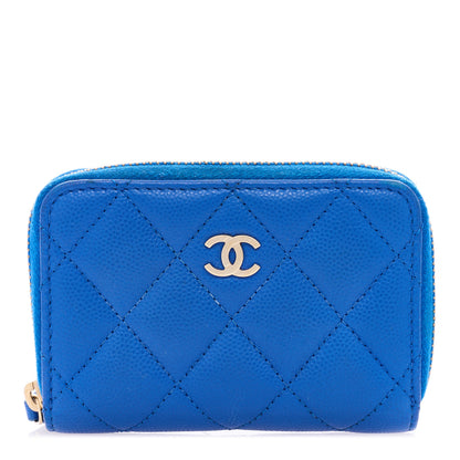 Chanel Caviar Quilted Zip Coin Purse Dark Blue 1 of 7