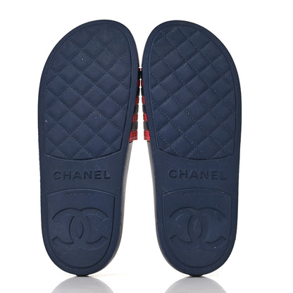 Chanel Rubber CC Flat Slide Sandals 37 Pink Red 3 of 6