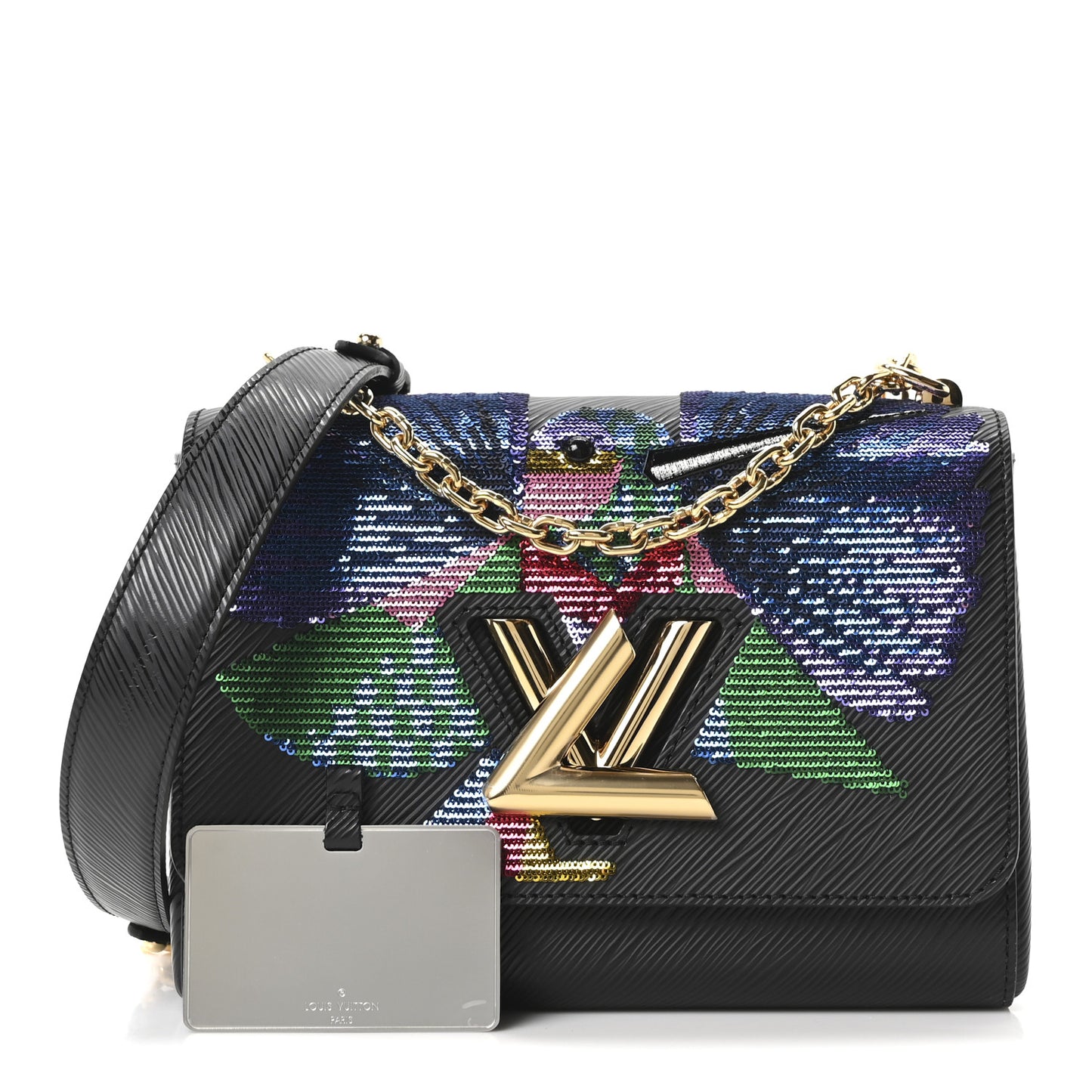 Epi Sequin Bird Twist Shoulder Bag MM Black