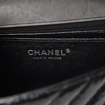 Chanel Patent Metallic Crumpled Calfskin Chevron Quilted Mini Rectangular Flap So Black 6 of 10