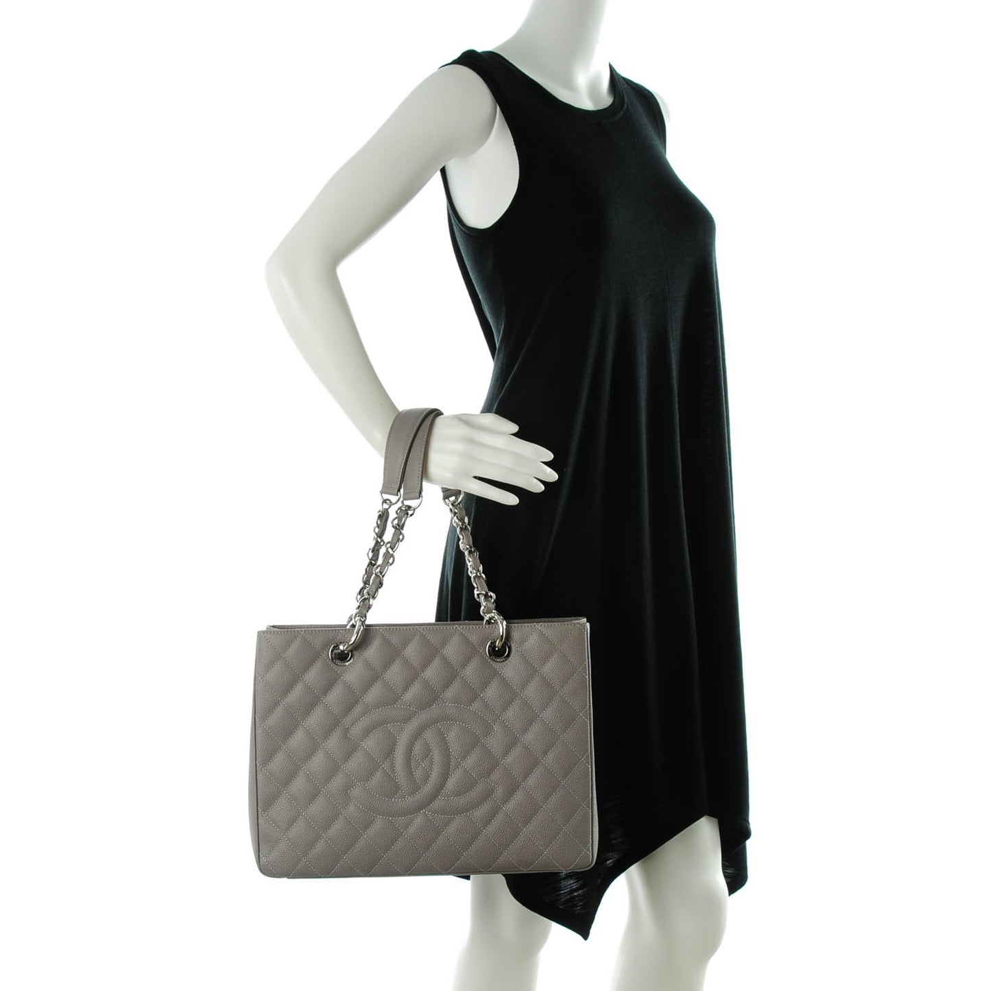 Caviar Quilted Grand Shopping Tote GST Grey