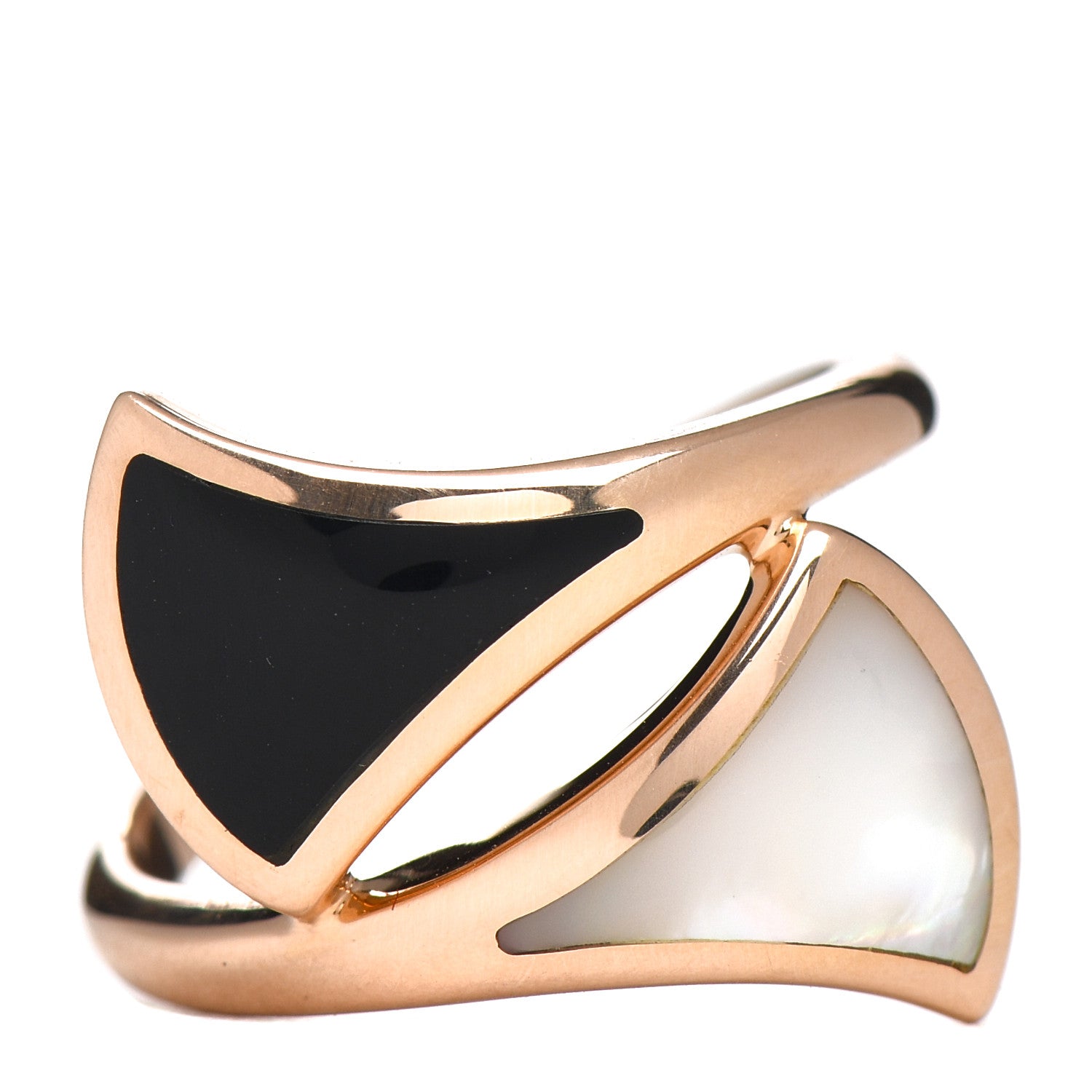 Bulgari 18K Rose Gold Black Onyx Mother of Pearl Divas' Dream Ring 57 8 1 of 5
