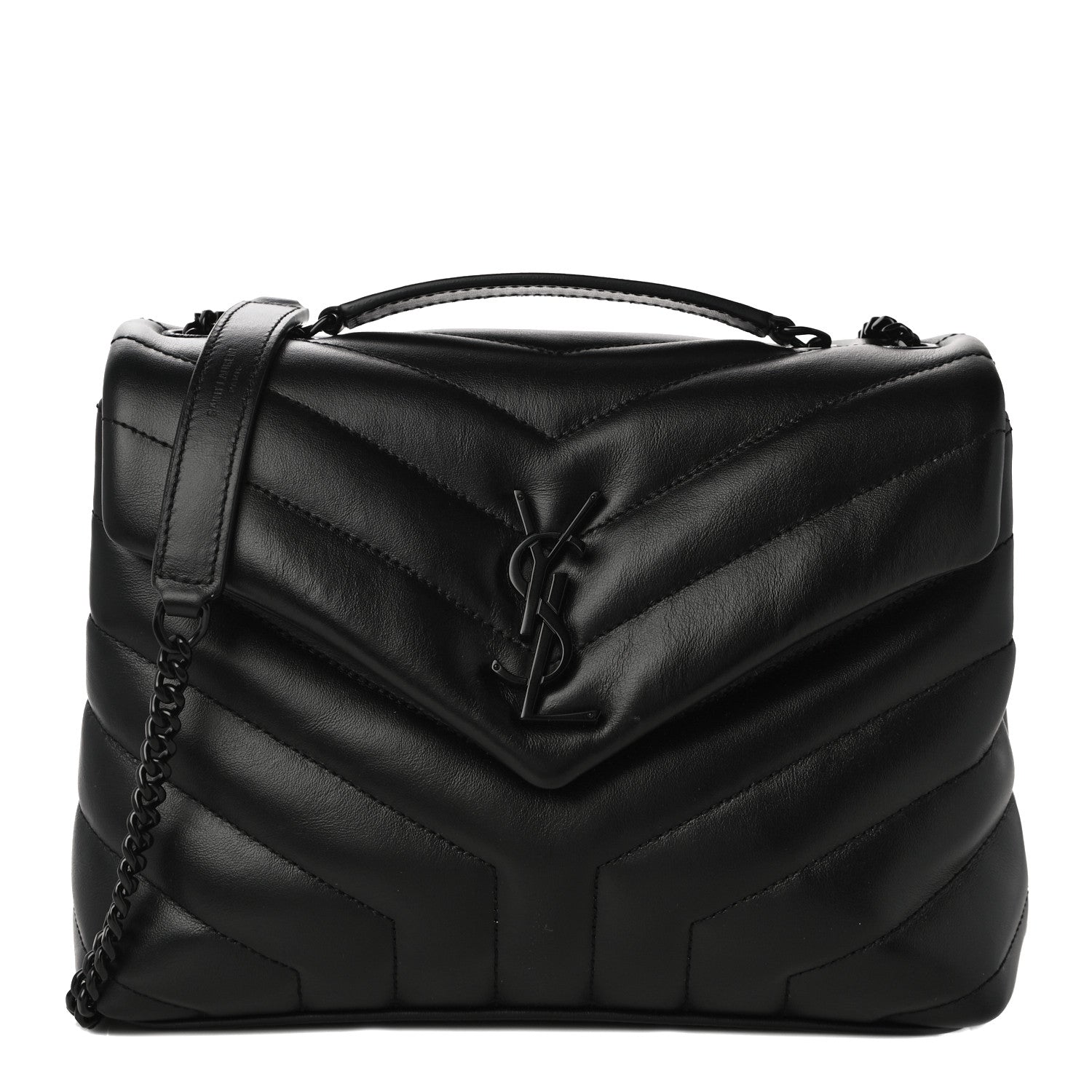 Saint Laurent Calfskin Y Quilted Monogram Small Loulou Chain Satchel Black 1 of 9