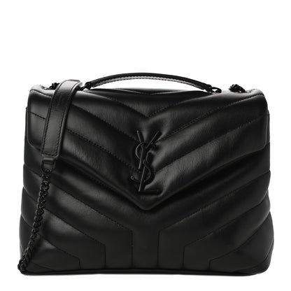 Saint Laurent Calfskin Y Quilted Monogram Small Loulou Chain Satchel Black 1 of 9