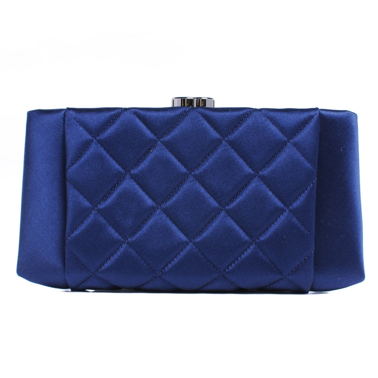 Chanel Satin Quilted Clutch Blue 1 of 8