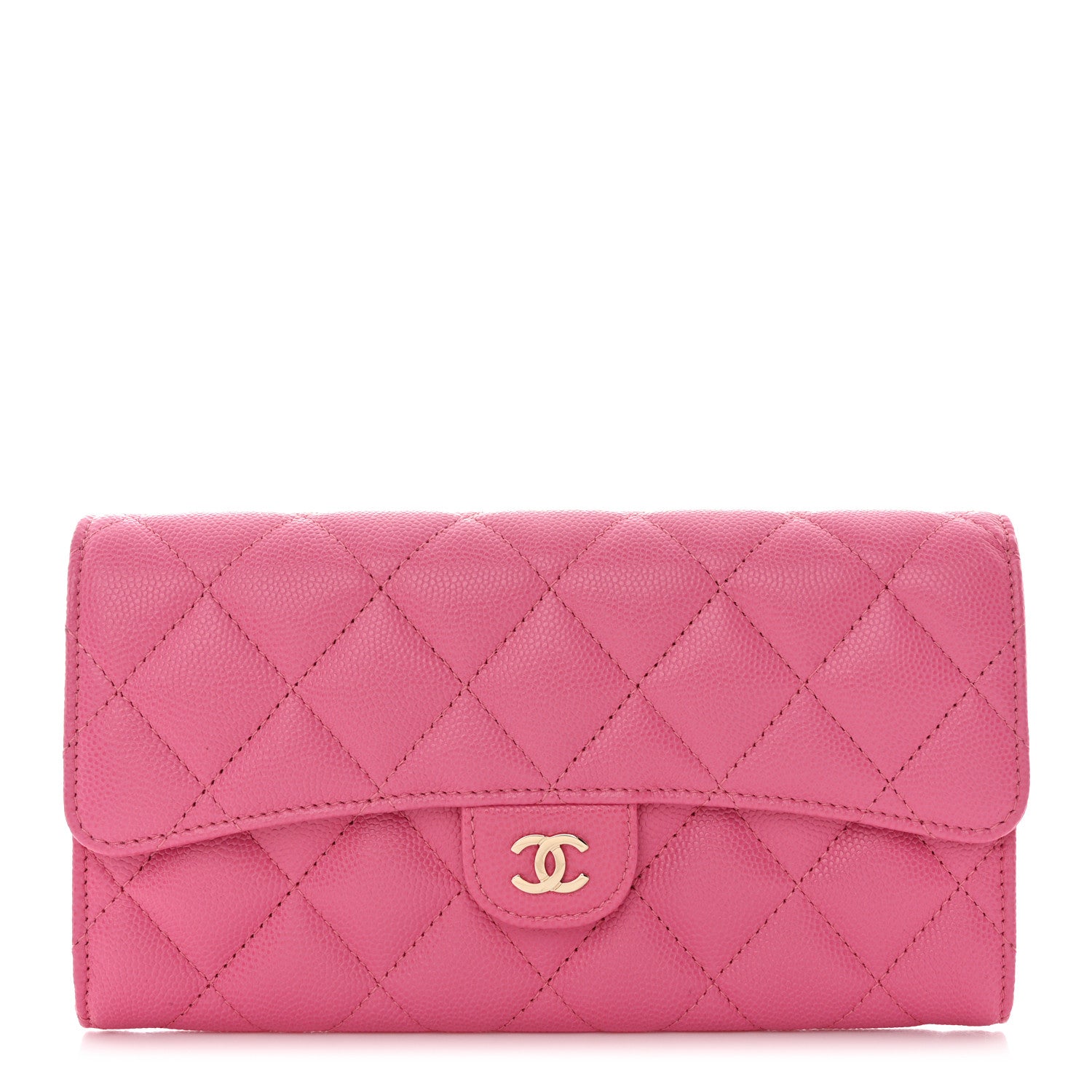 Chanel Caviar Quilted Large Gusset Flap Wallet Pink 1 of 9