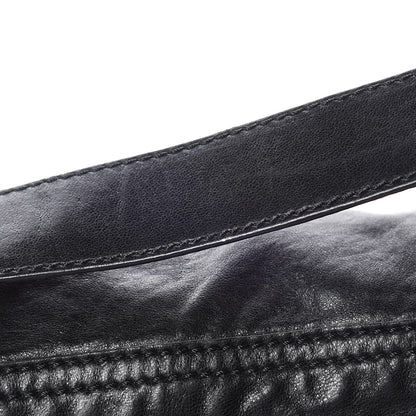 Fendi Crumpled Calfskin Fringe Large Convertible Baguette Black 14 of 18