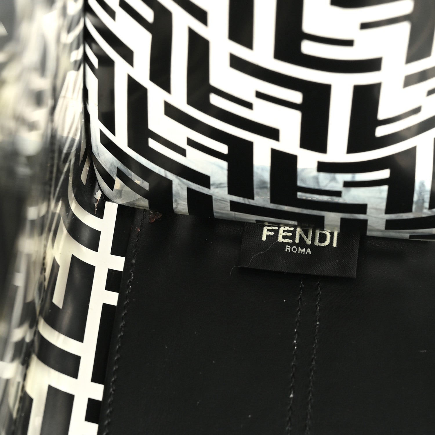 Fendi TPU FF Vitello Century Plexiglass Medium Runaway Shopper Tote Black 6 of 10