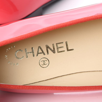 Chanel Patent Calfskin CC Cap Toe Ballerina Flats 39 Coral 5 of 9