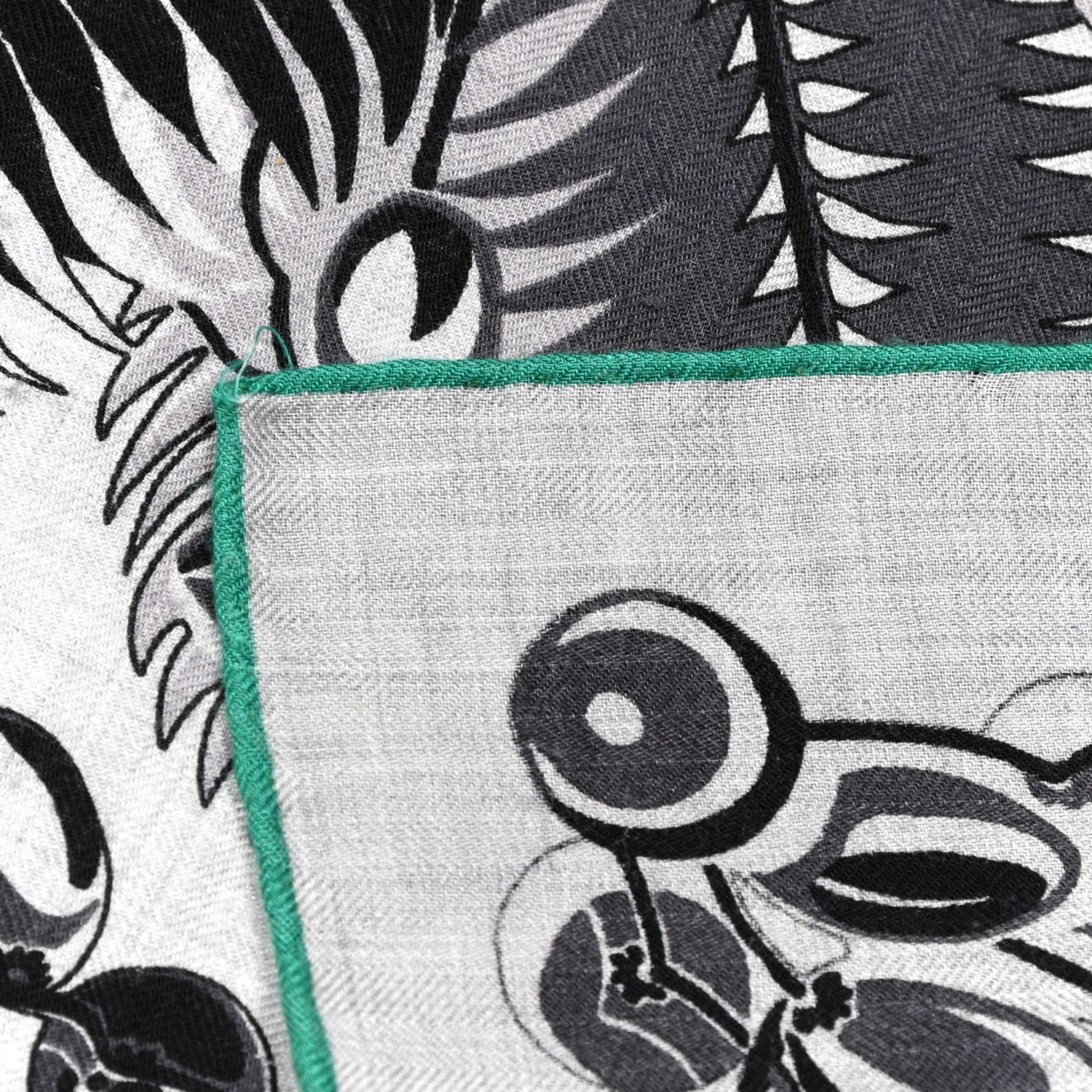 Hermes Cashmere Silk Mythiques Phoenix Coloriage Shawl 140 Gris Chine Black Vert 8 of 8
