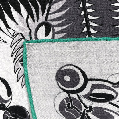 Hermes Cashmere Silk Mythiques Phoenix Coloriage Shawl 140 Gris Chine Black Vert 8 of 8