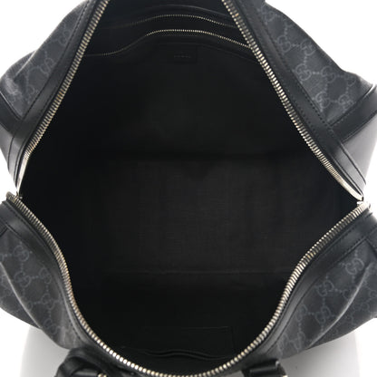 Gucci Soft GG Supreme Monogram Appia Calfskin Web Medium Carry On Duffle Bag Black Grey 5 of 15