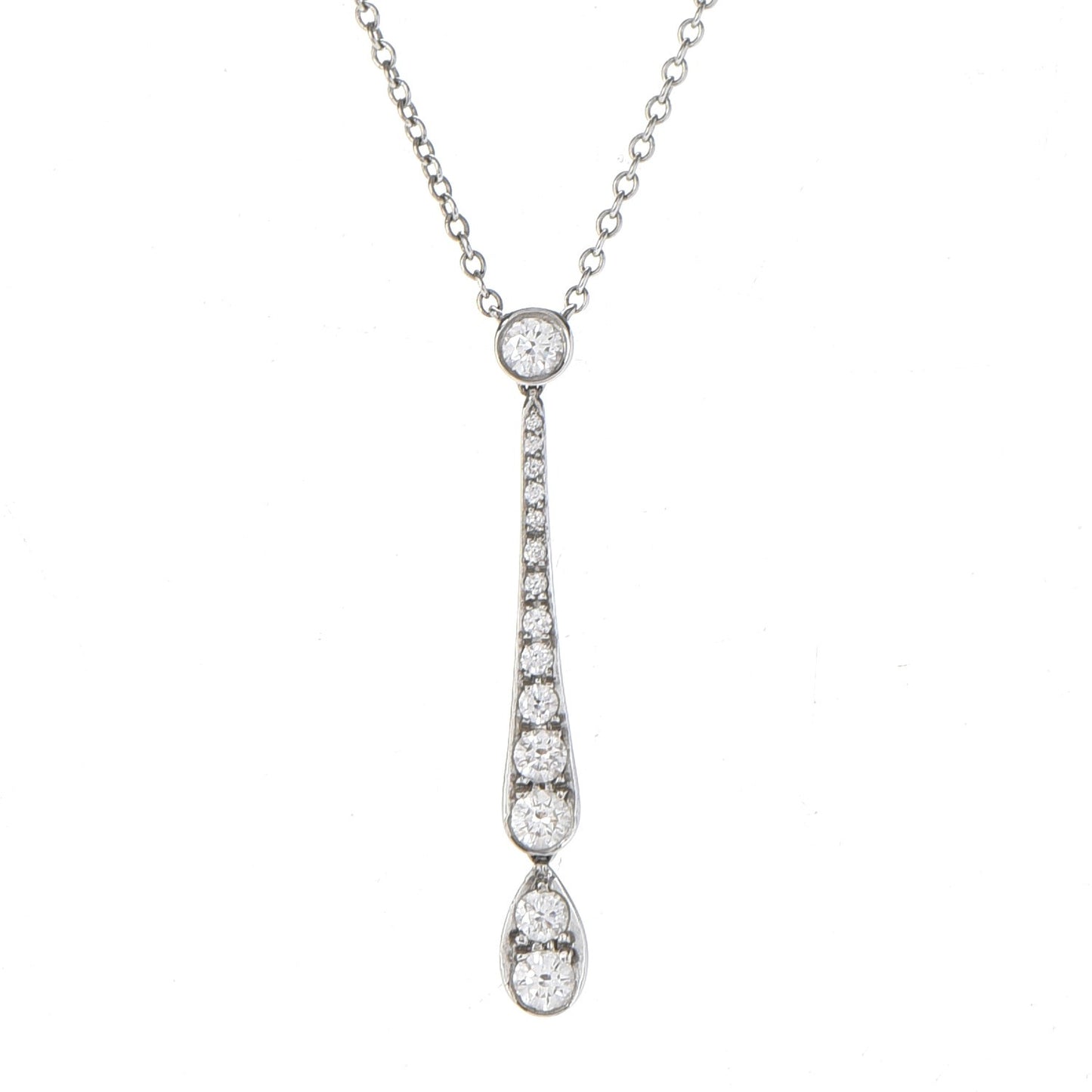 Platinum Diamond Jazz Swing Drop Pendant Necklace