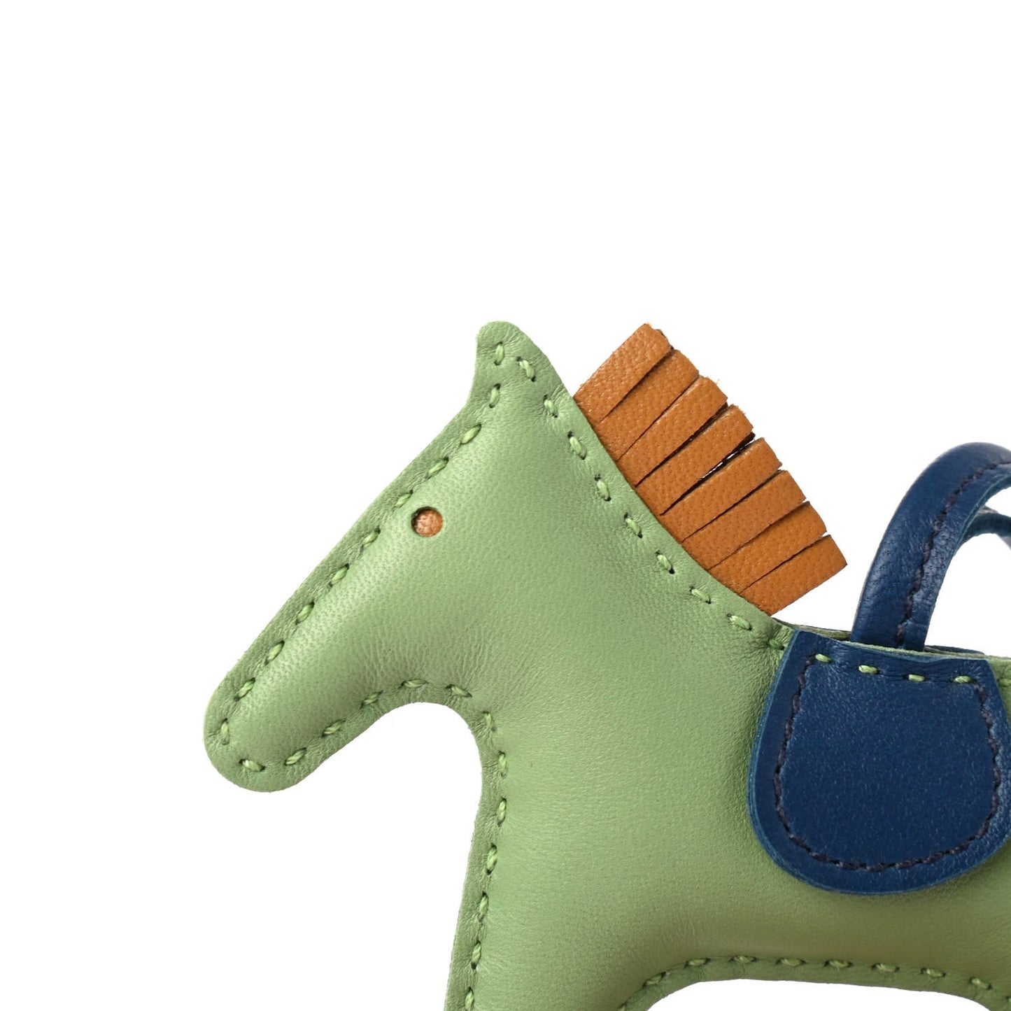 Milo Lambskin Grigri Rodeo Horse Bag Charm PM Vert Criquet Sesame Bleu de Malte